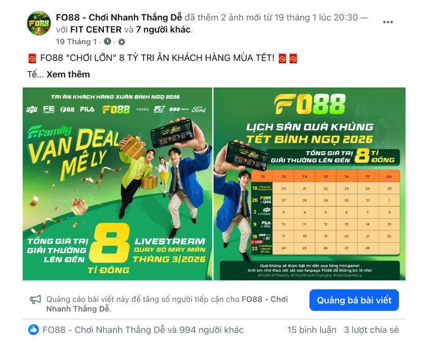 FO88 RA MẮT "LIÊN MINH F": HỢP TÁC VỚI 8 THƯƠNG HIỆU LỚN, TỔNG GIẢI THƯỞNG 8 TỶ ĐỒNG 1 thông báo hợp tác giữa FO88